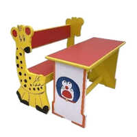 Wooden Dual School Bench Desk - High-quality Wood, Multicolor Design | Eco-friendly, Color-coated Finishing, Ideal For Play Schools