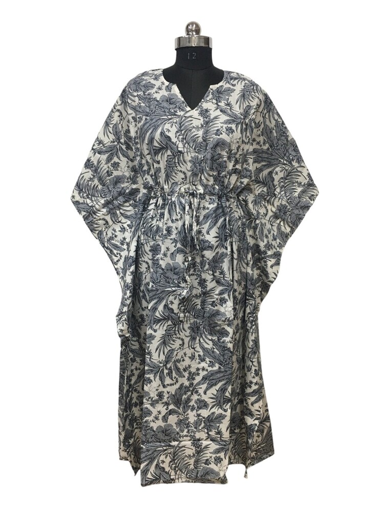 Cotton Long Kaftan - Free Size Multicolor Screen Printed Design | Washable, Breathable, All Season Casual Wear for Women