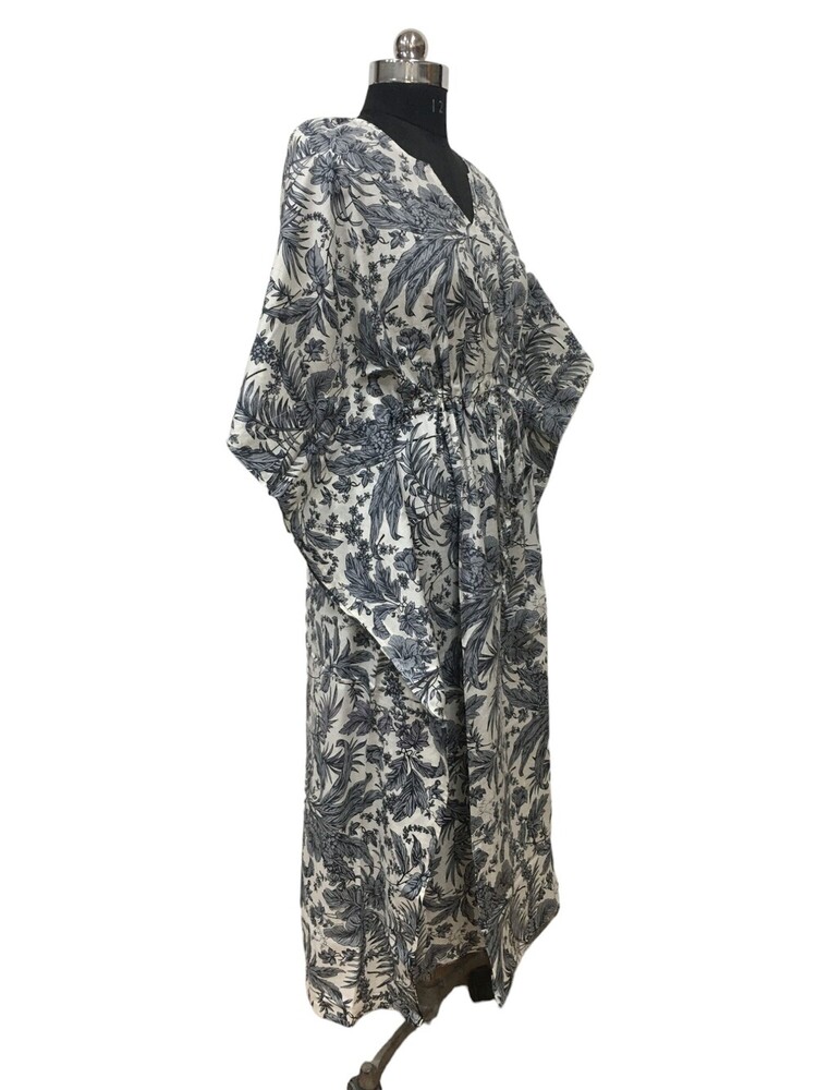 Cotton Long Kaftan - Free Size Multicolor Screen Printed Design | Washable, Breathable, All Season Casual Wear For Women