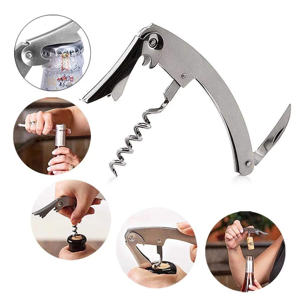 On Da House Wyne Accessories Set - Stainless Steel, Standard Size - Black And Silver | 6 Piece Gift Box, Manual Operation, 1 Year Warranty