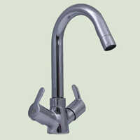 Wall Mixer - Brass Material, Round Shape, Glossy Silver Finish | Featuring Long Bend Pipe Design