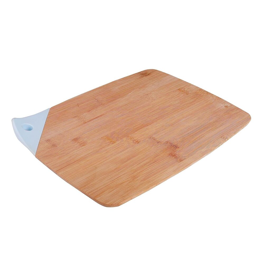 Cherrybox On Da House Bamboo Chopping | Cutting Board - 30.5cm X 23cm , Pink And Blue Silicone Grip For Enhanced Stability And Comfort