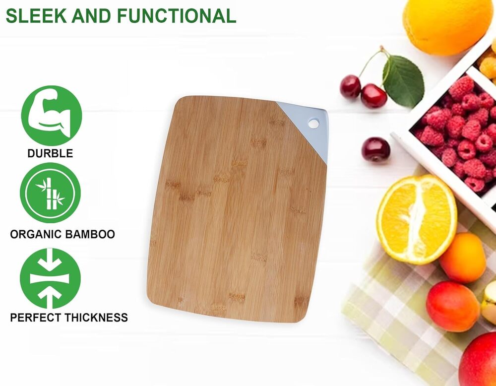 CHERRYBOX On Da House Bamboo Chopping | Cutting Board - Silicone Grip (30.5 x 23)
