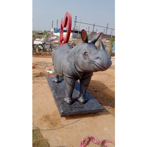 Frp Rhinoceros Animal Statue - Color: Grey