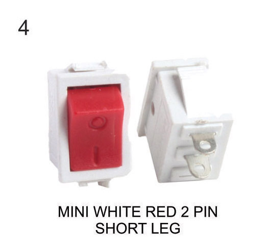 Mini White Red 2 Pin Short Leg - Contact Resistance: 250V 6Amp Volt Per Ampere (V/A)