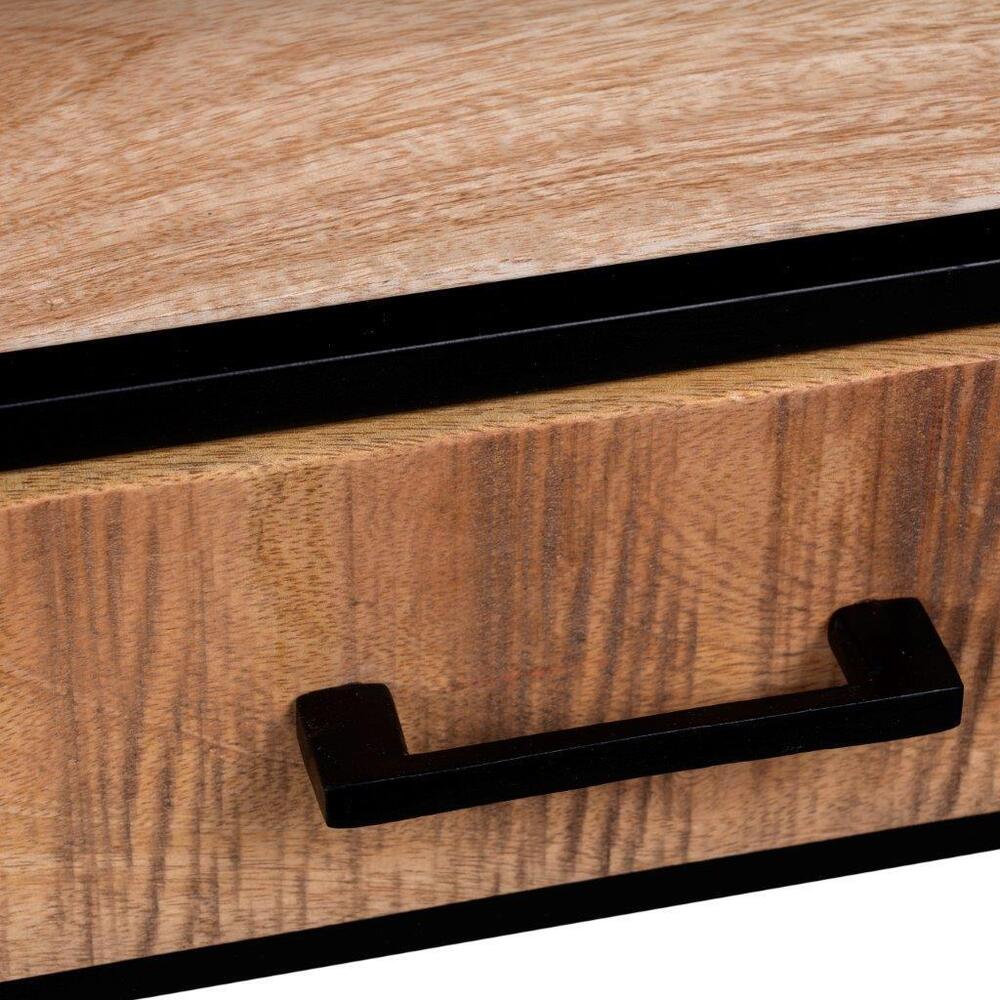 Wooden Coffee Table - Mango Wood & Iron, Natural Finish, No Assembly Required, Handmade European Style For Living Room