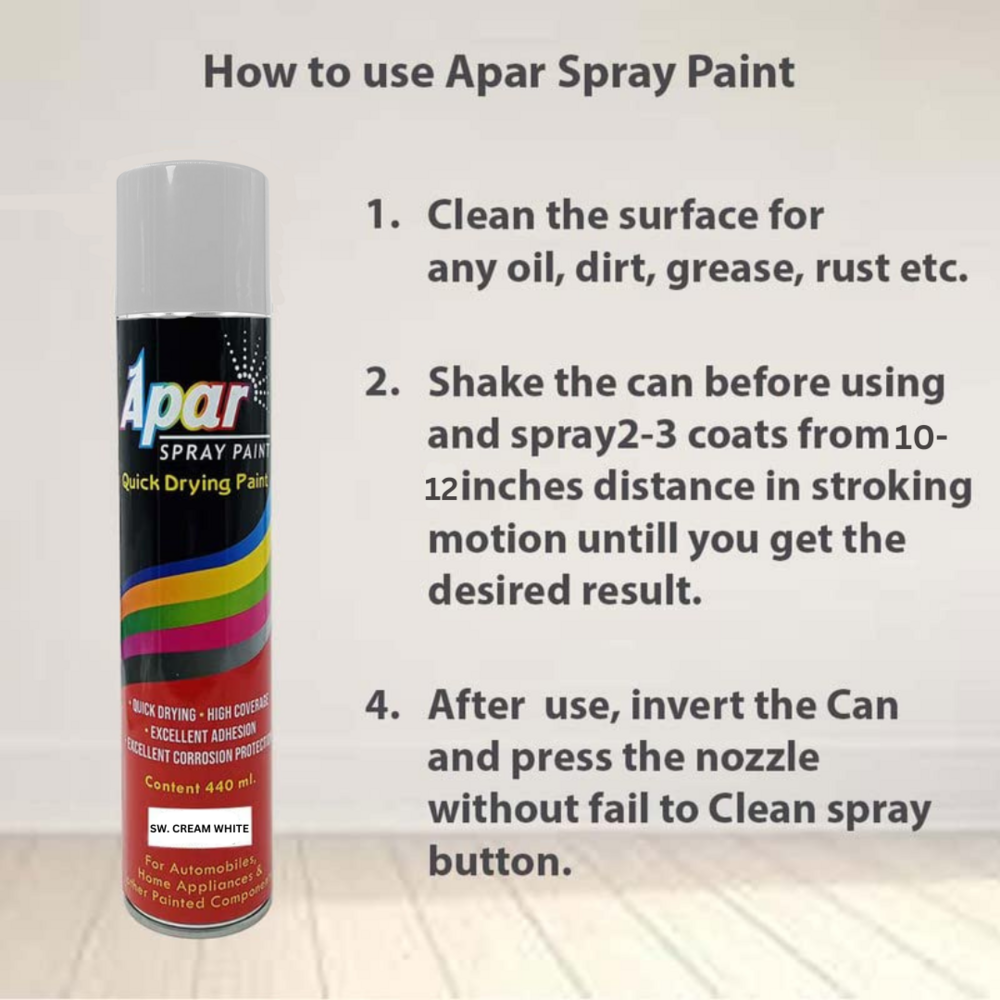 Apar  Spray Paint Sw. Cream White  Compatible for Swaraj Tractors -440 ml