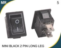 Mini Rocker Switch  Black 2 Pin Long Leg - Color: White And Red