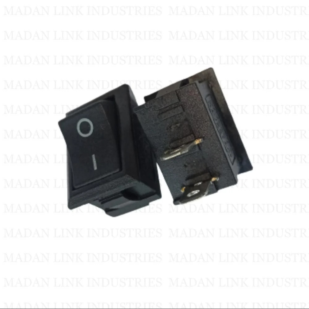   Mini rocker switch black 2 pin long leg 
