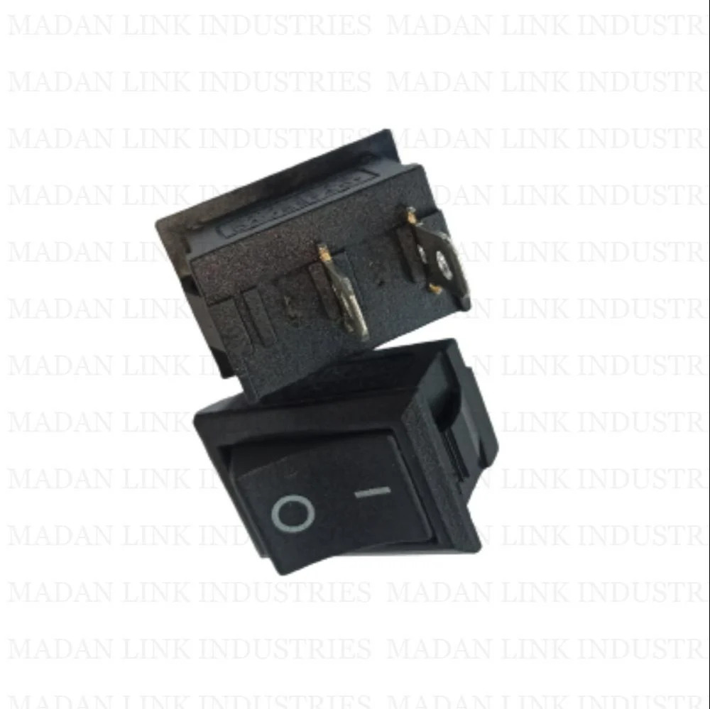   Mini rocker switch black 2 pin long leg 