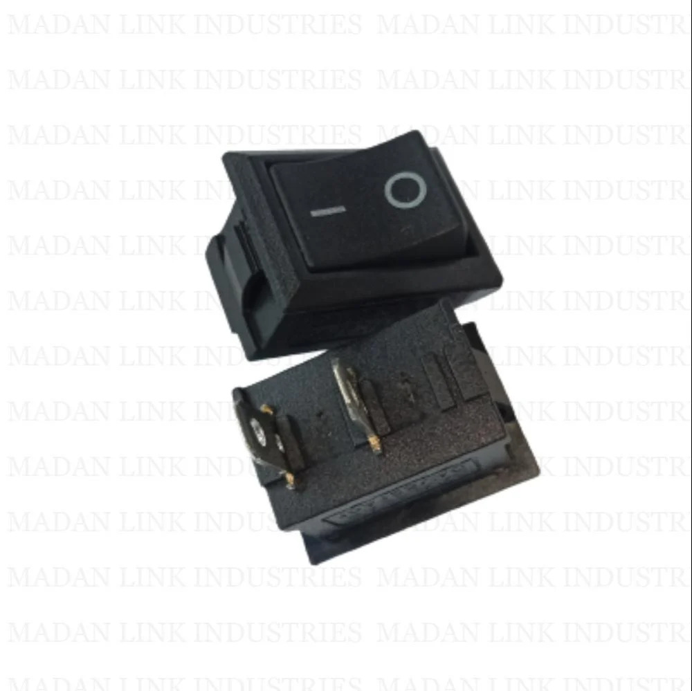   Mini rocker switch black 2 pin long leg 