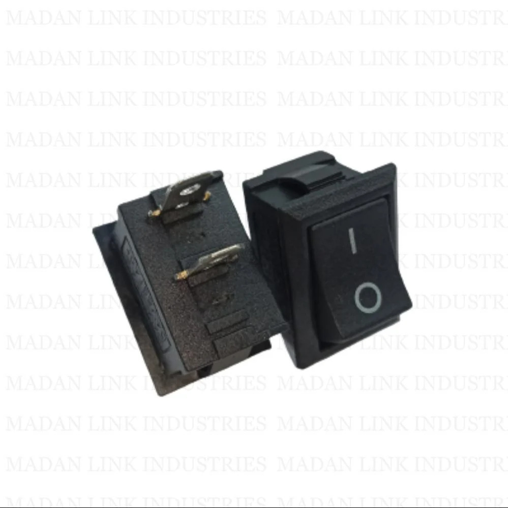   Mini rocker switch black 2 pin long leg 