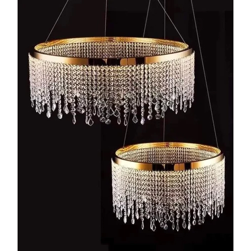 Round Crystal Hanging Chandelier - Color: Golden