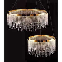 Round Crystal Hanging Chandelier - Color: Golden