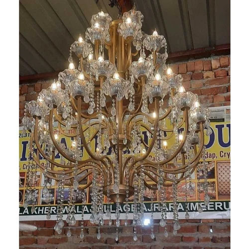 Wrought Iron Crystal Chandelier - Color: Golden