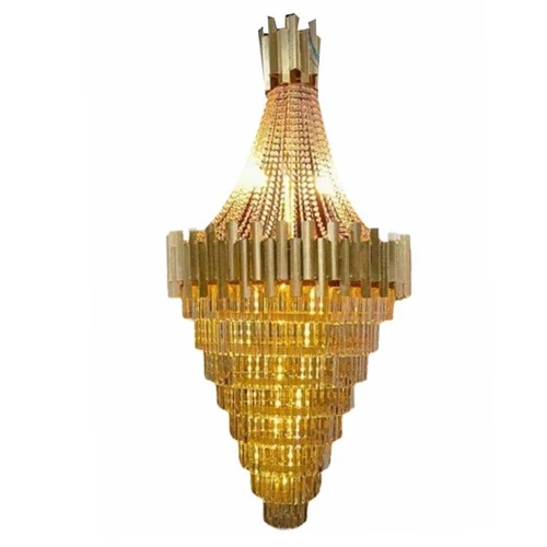 Iron Crystal Hanging Chandelier - Color: Golden