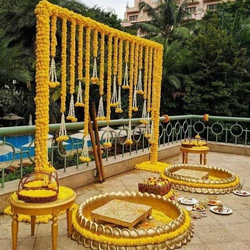 Haldi Mehandi Artificial Flower Gate - Color: Yellow