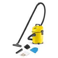 Karcher Wd1 Home Vacuum Cleaner - Stainless Steel Tank, 1.5m Hose, 5m Power Cord | 220-240v Voltage, Powerful Dual Motors, Vibrant Yellow, Easy Maneuverability With 4 Wheels