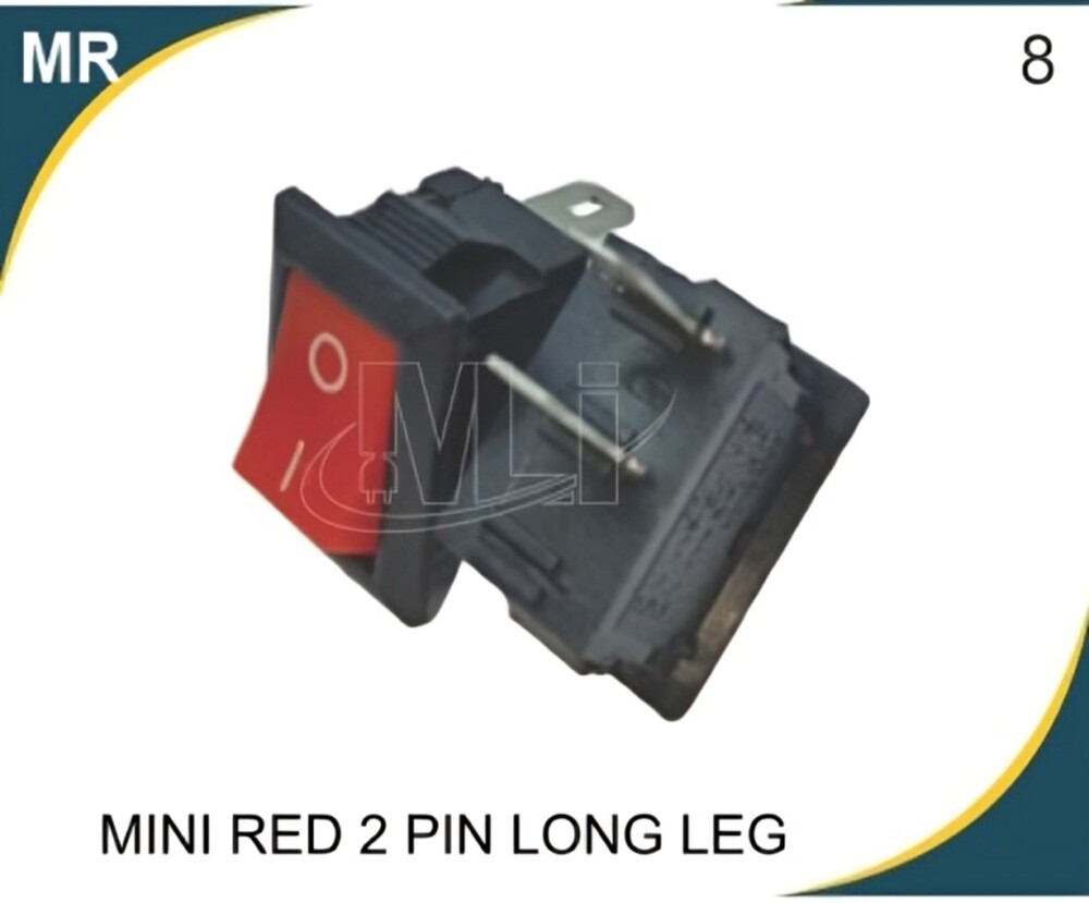 ROCKER SWITCH MINI RED 2 PIN LONG LEG