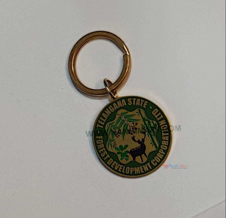 Brass Multicolor Logo Keychain - Customized Etching Process, Photo Dome & Die-struck Techniques | Fast Delivery & Various Plating Options