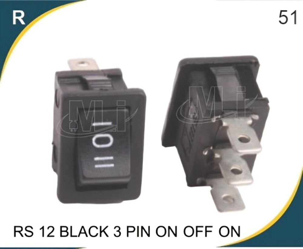Rocker Switch Black 3 Pin On Off On