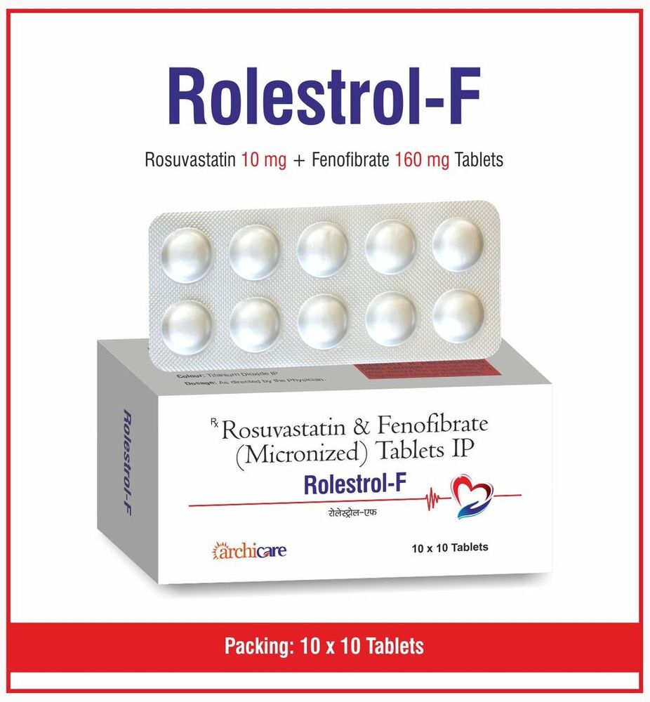 ROLESTROL-F TABLETS - Rosuvastatin 10mg + Fenofibrate 160mg , Cholesterol-Lowering and Triglyceride-Reducing Formula for Heart Health