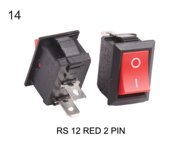 Rs 12 Red 2 Pin - Contact Resistance: 250V 6Amp Volt Per Ampere (V/A)