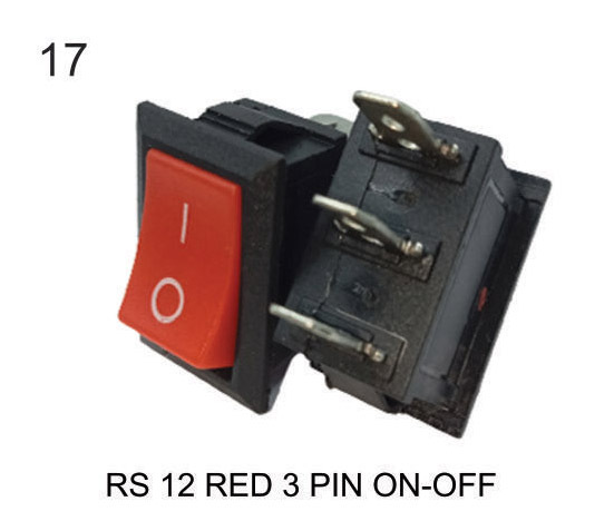 Rs 12 Red 3Pin On-Off - Contact Resistance: 250V 6Amp Volt Per Ampere (V/A)