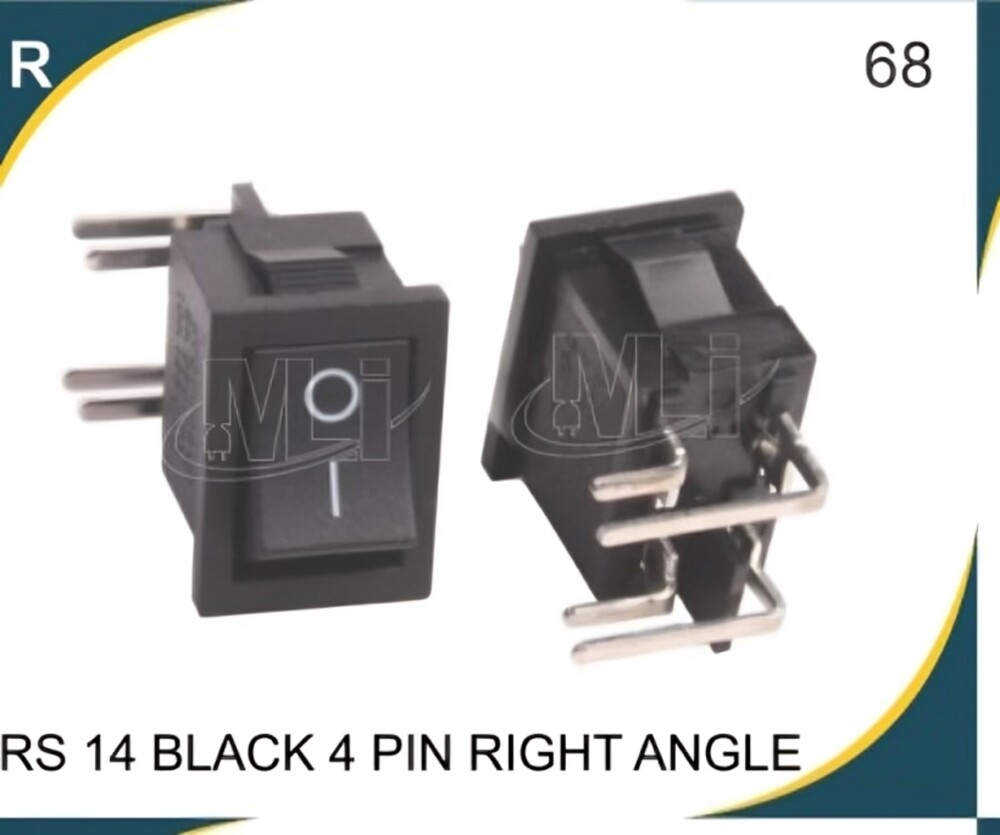 ROCKER SWITCH BLACK 4 PIN RIGHT ANGLE