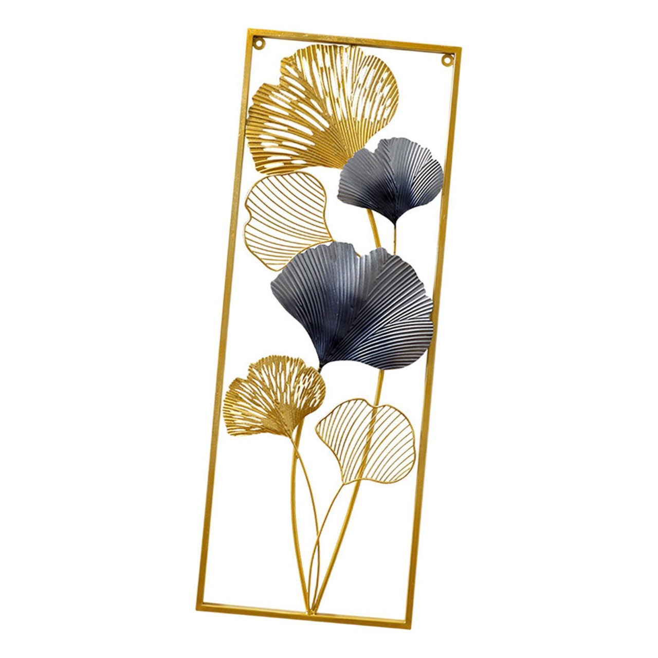 Metal Wall Art Decor, Gold and Navy Blue Set of 2