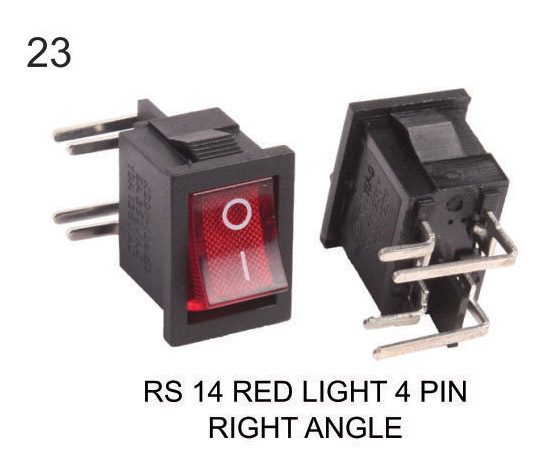 Rocker Switch Red Light 4 Pin Right Angle