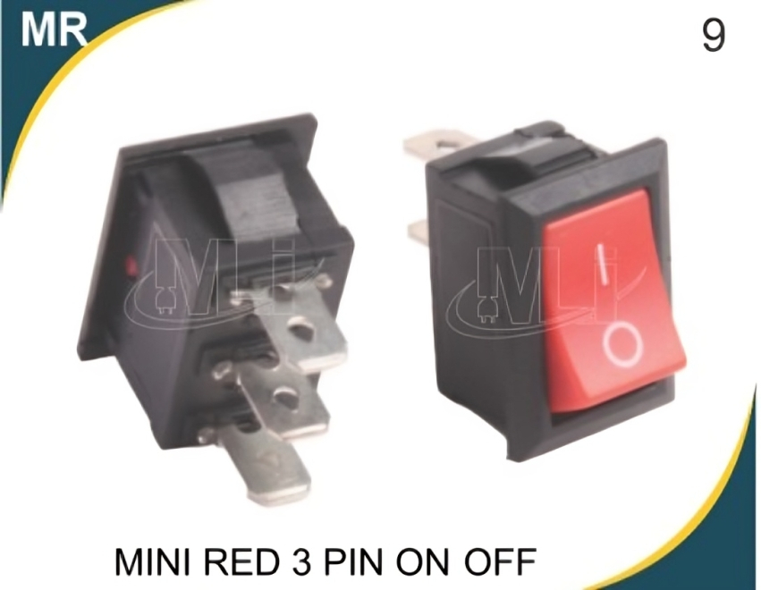 Mini Rocker Switch Red 3 Pin On Off