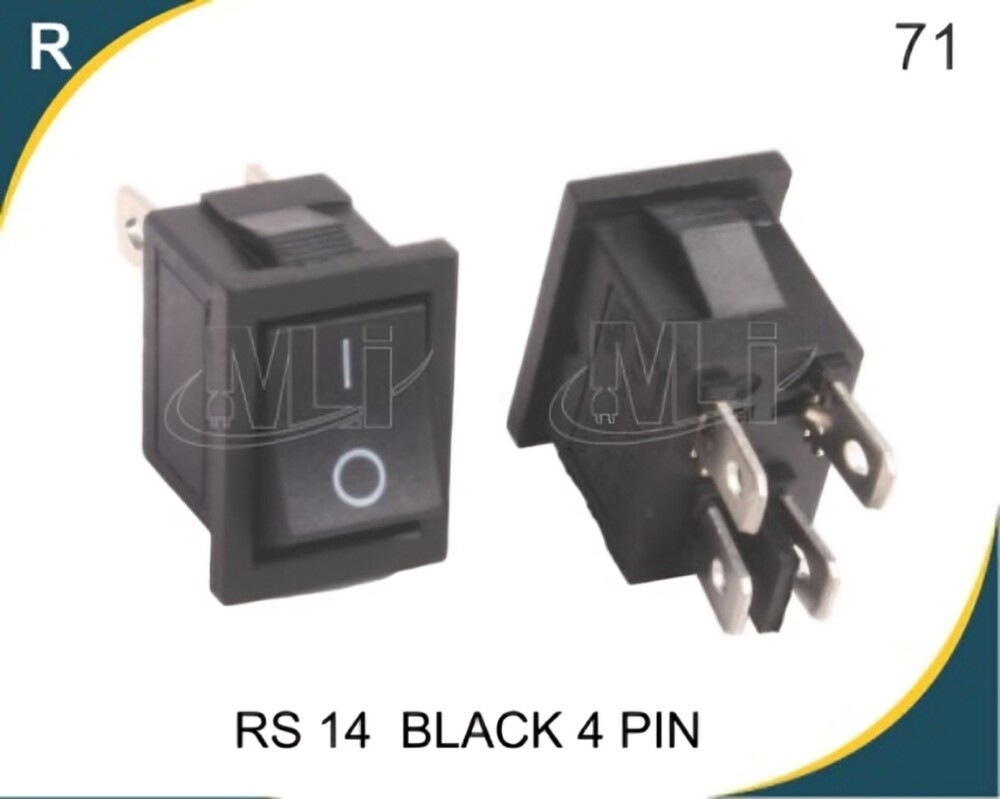 Rocker Switch Black 4 Pin