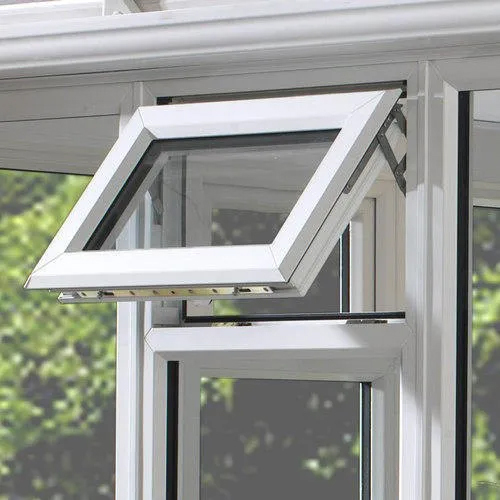 UPVC Top Hung Window - 10mm Thick Glass, Customized Size, White Powder Coated Frame | Modern Design, Easy Swing Open Style, Low Maintenance, Energy Efficient