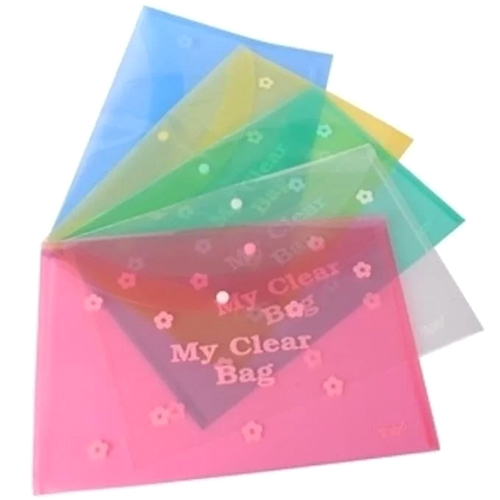 16 MM My Clear Bag - High-Quality Plastic, Rectangular Design, Stylish Printed Folder, Water-Resistant, Ideal for Document Organization