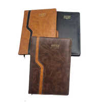 Handmade Leather Note Book - Leather Cover, A5 Size, Rectangular Shape, Printed Style | Easy To Carry, Ideal For Office Use