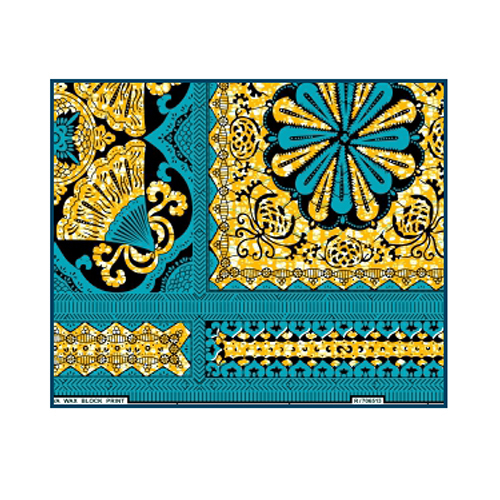 Wax Block Print Fabric - Attributes: Washable