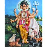 Fiber Dattatreya Mural - High-quality Frp Material, Available In Various Colors | Modern Indian Art Design, Easy To Clean Finish, Intricate Plated Technique