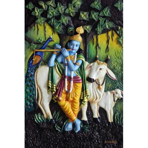 गाय के साथ कृष्णा की भित्ति चित्र