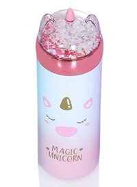 CherryBox Cute Unicorn Print Flask 330ml Stainless Steel Vacuun Flask (Pink)