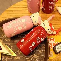CherryBox Cute Kitty Flask Bottle Vacuum Flask - 3D Cap Design - 280 ml - Stainless Steel Kids & Adults