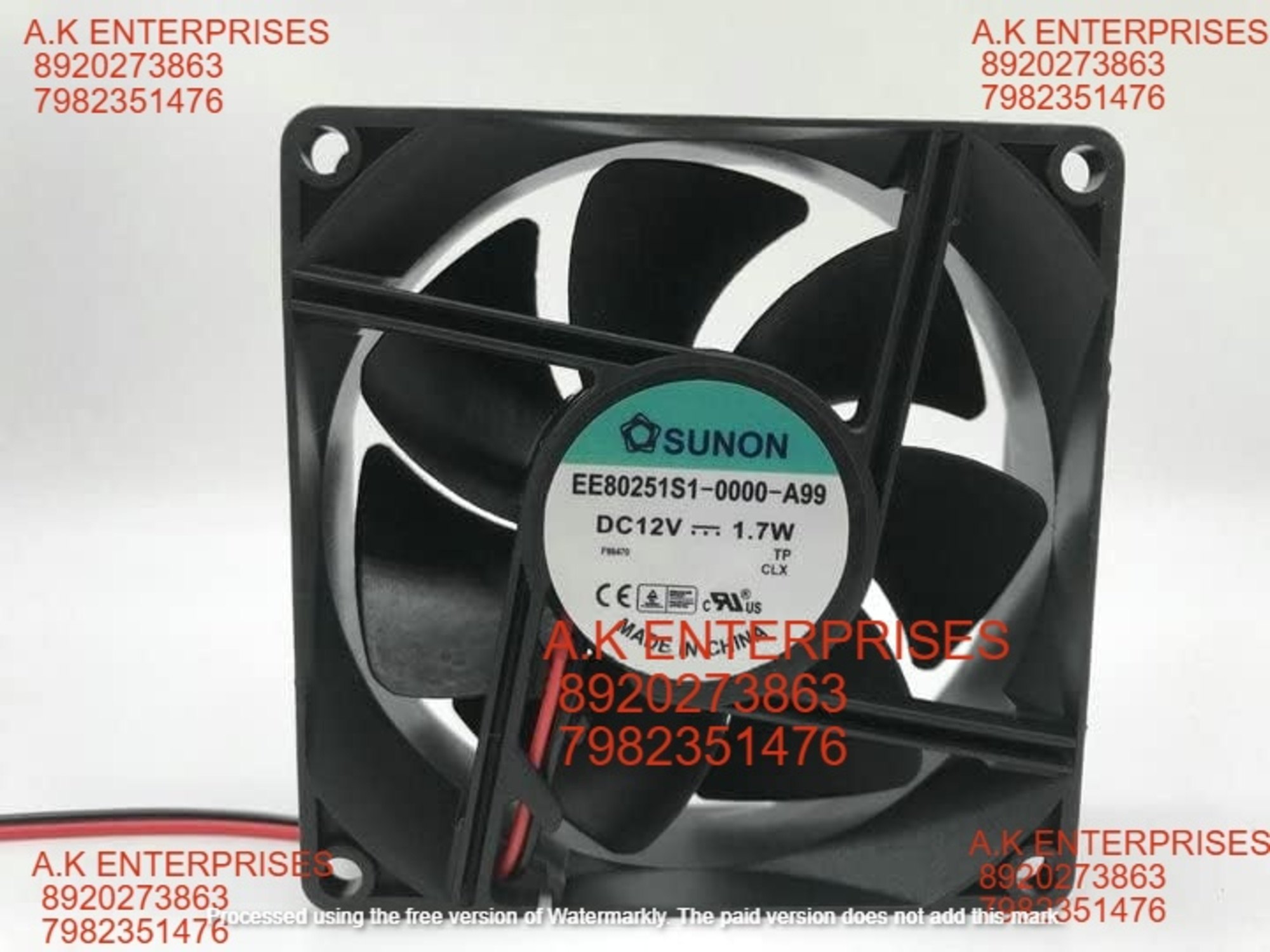 SUNON EE80251S1-0000-A99 Axial Fan 12V-1.70W DC Brushless Air Cooling Fan 3200 RPM 80 * 80 * 25mm 2-Wire