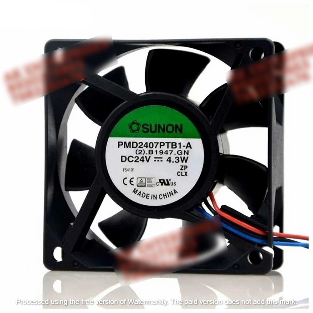 Sunon Pmd2407Ptb1-A Axial Fan 24V-4.3A Dc Brushless Air Cooling Fan 5100 Rpm 70 * 70 * 25Mm 3-Wire - Color: Black
