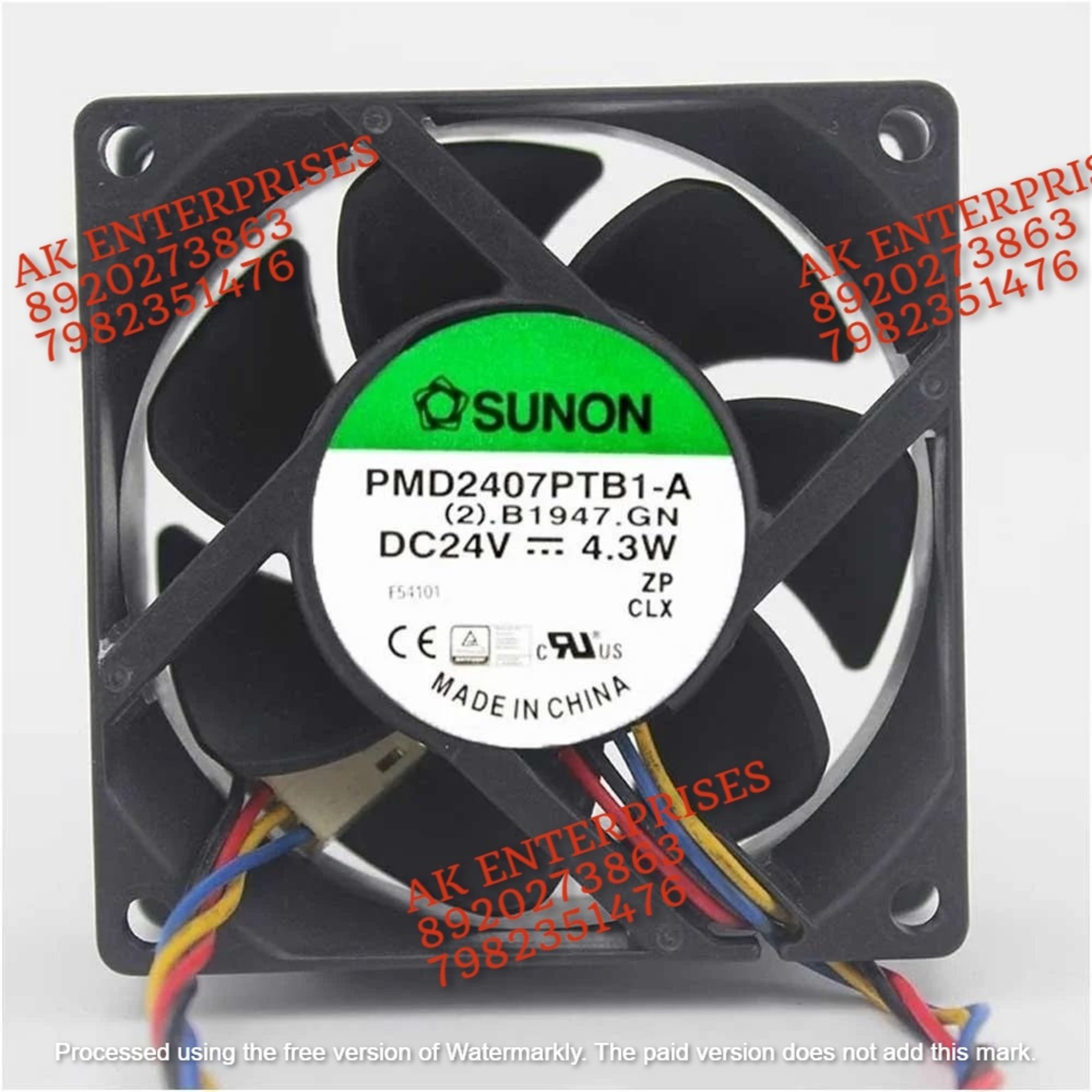 Sunon Pmd2407ptb1-a Axial Fan 24v-4.3a Dc Brushless Air Cooling Fan 5100 Rpm 70 * 70 * 25mm 3-wire - Color: Black