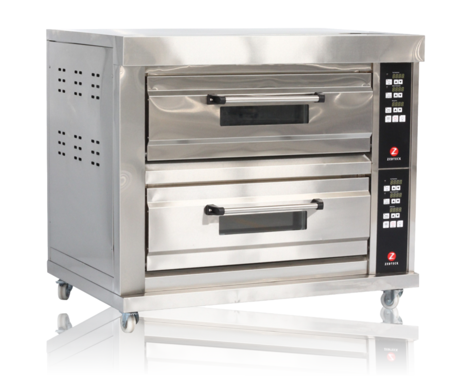 Commercial Double Door Pizza Oven 2 Deck 4 Tray Electric / Gas  Digital control Panel Universal castor with High Grade  Stainless steel body   - RCE-1000-202