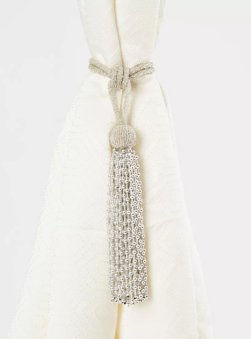 Beaded Tassel Tieback - Color: Silver
