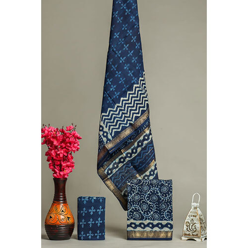 Hand Printed Suit Blue - Ethnic Region: Indian