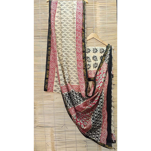 Hand Block Printed Saree - Feature: Good Quality & Design