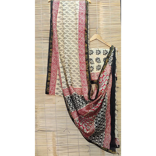 Hand block printed Saree