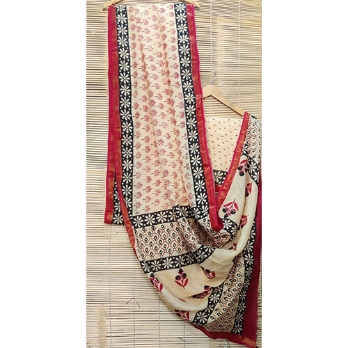 Linen Cotton Saree With Blouse - Color: Multicolor